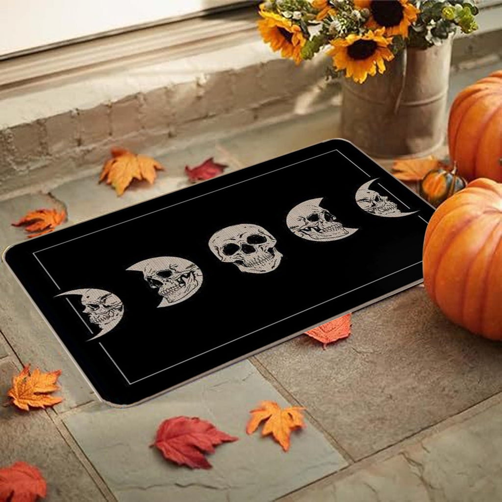 TOPRenddon Halloween Door Mat, Outdoor Front Door Decorative Doormat 16" x 24", Spider Web Bones Welcome Doormats, Non-Slip Rubber Mats Washable Carpet for Porch, Entryway, Indoor, Bathroom, Kitchen