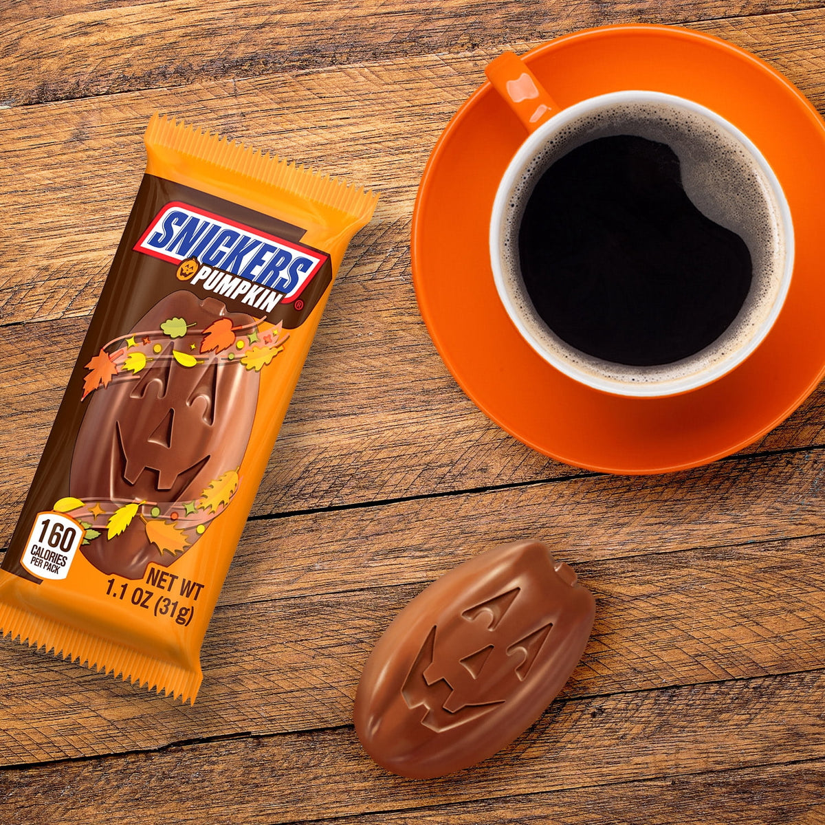 Snickers Pumpkin Milk Chocolate Halloween Candy Bulk Pack of 6 - 1.1 oz