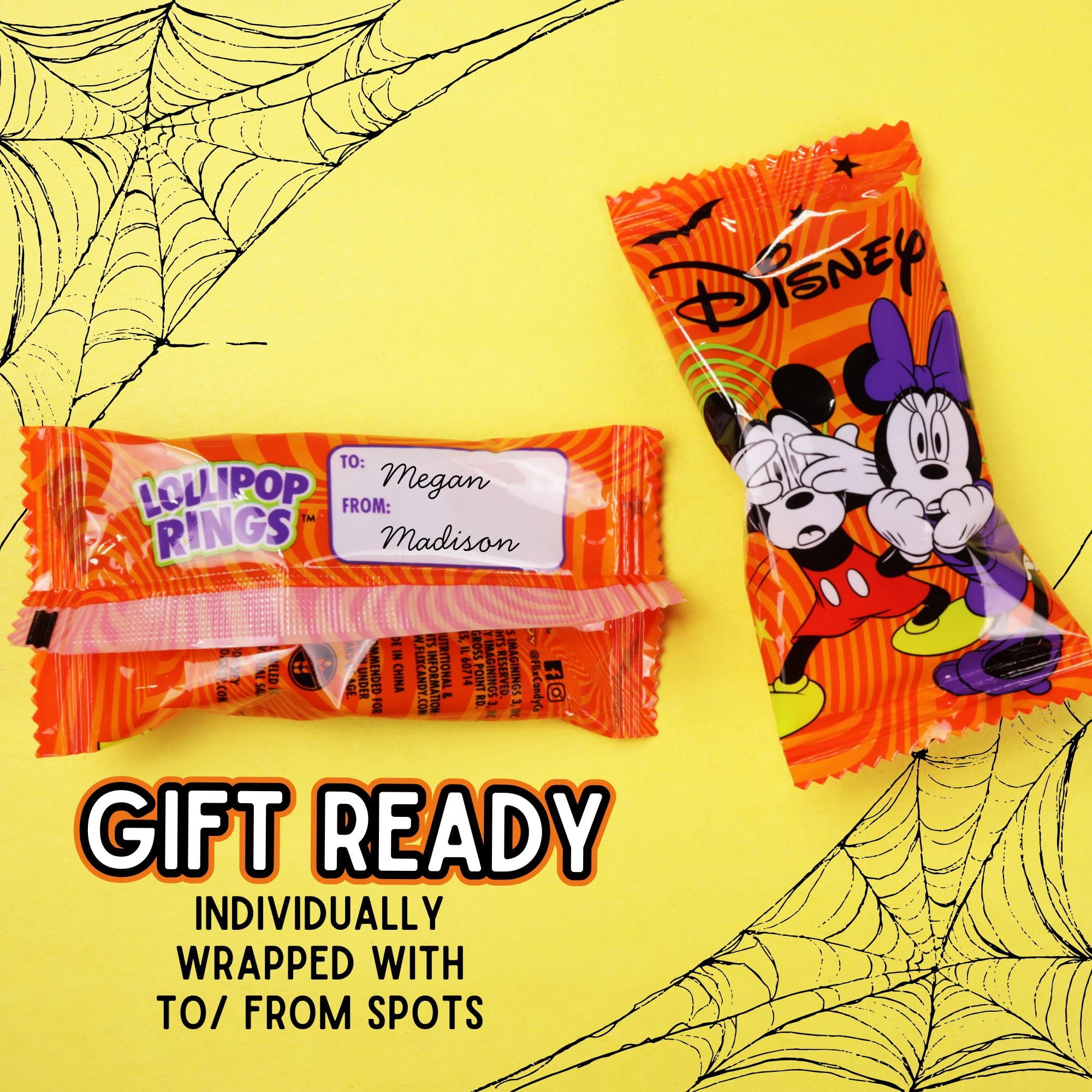 Disney Mickey and Minnie Halloween Lollipop Rings, Character Candy Pops, Party Favors, 18 Count, 7.61 Ounce Box