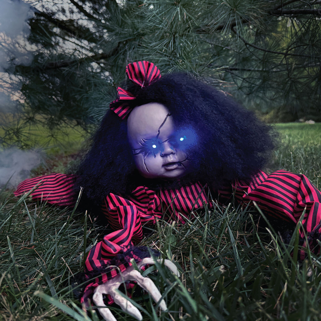 Haunted Hill Farm 44" Animatronic Doll with Light-up Blue Eyes, Multicolor, HHGBGIRL-2LSA
