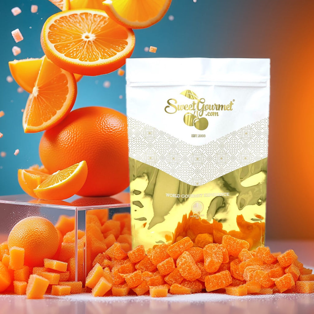 SweetGourmet Orange Fruit Slices, Sugar Coated Jelly Candy, 1-Pound Bulk Bag, Naturally Flavored, Gluten-Free