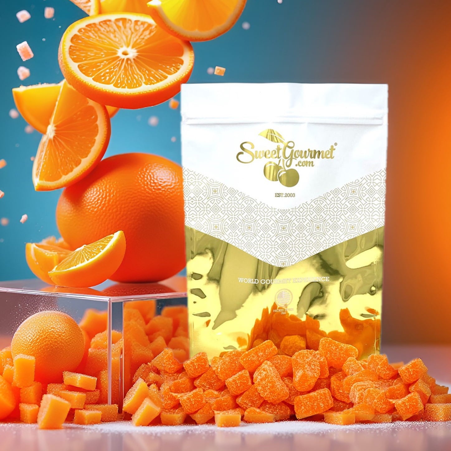 SweetGourmet Orange Fruit Slices, Sugar Coated Jelly Candy, 1-Pound Bulk Bag, Naturally Flavored, Gluten-Free