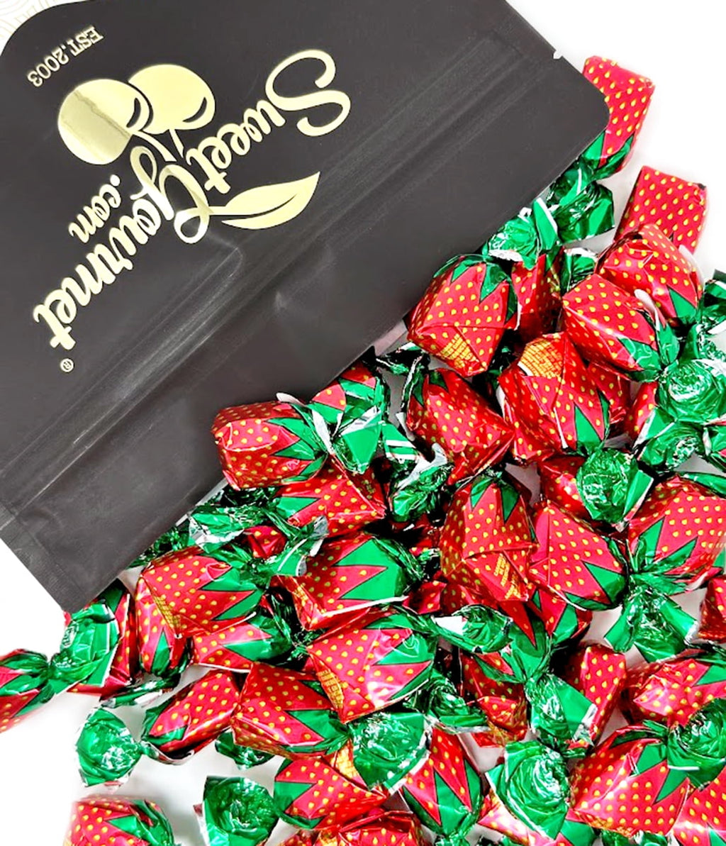 SweetGourmet Arcor Strawberry Bon Bons Hard Candy Wrapped, Fruit-Filled Premium Candies, 1 Pound Bag