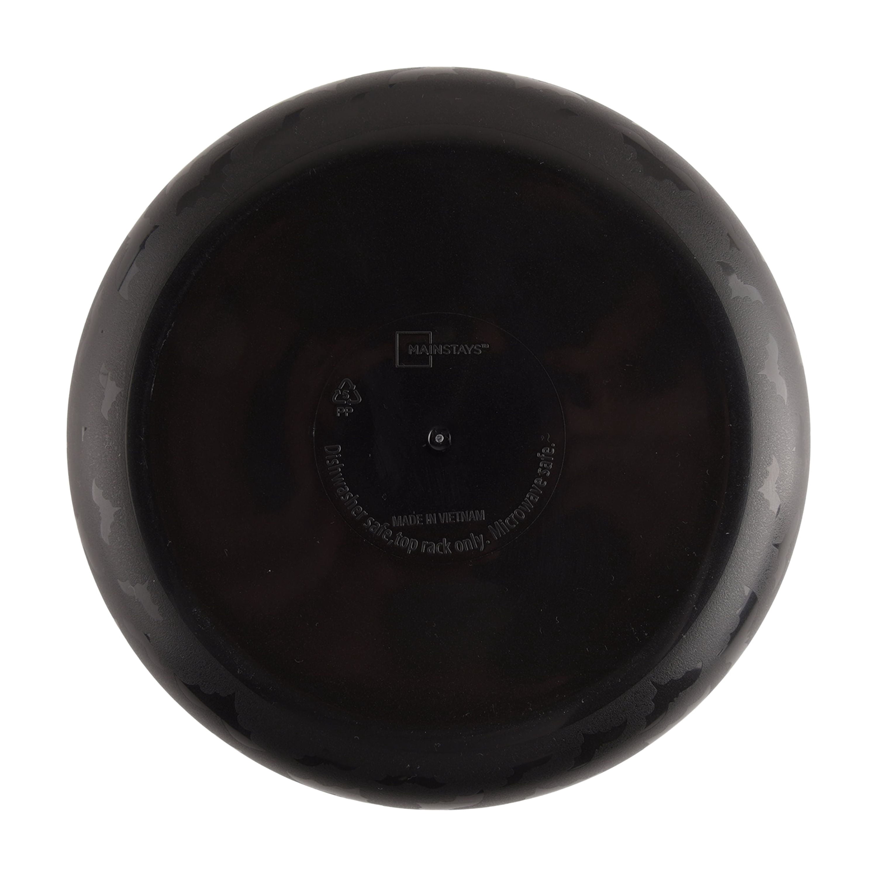 Mainstays 42 oz Round Plastic Dinner Bowl, Etched Bats, Black