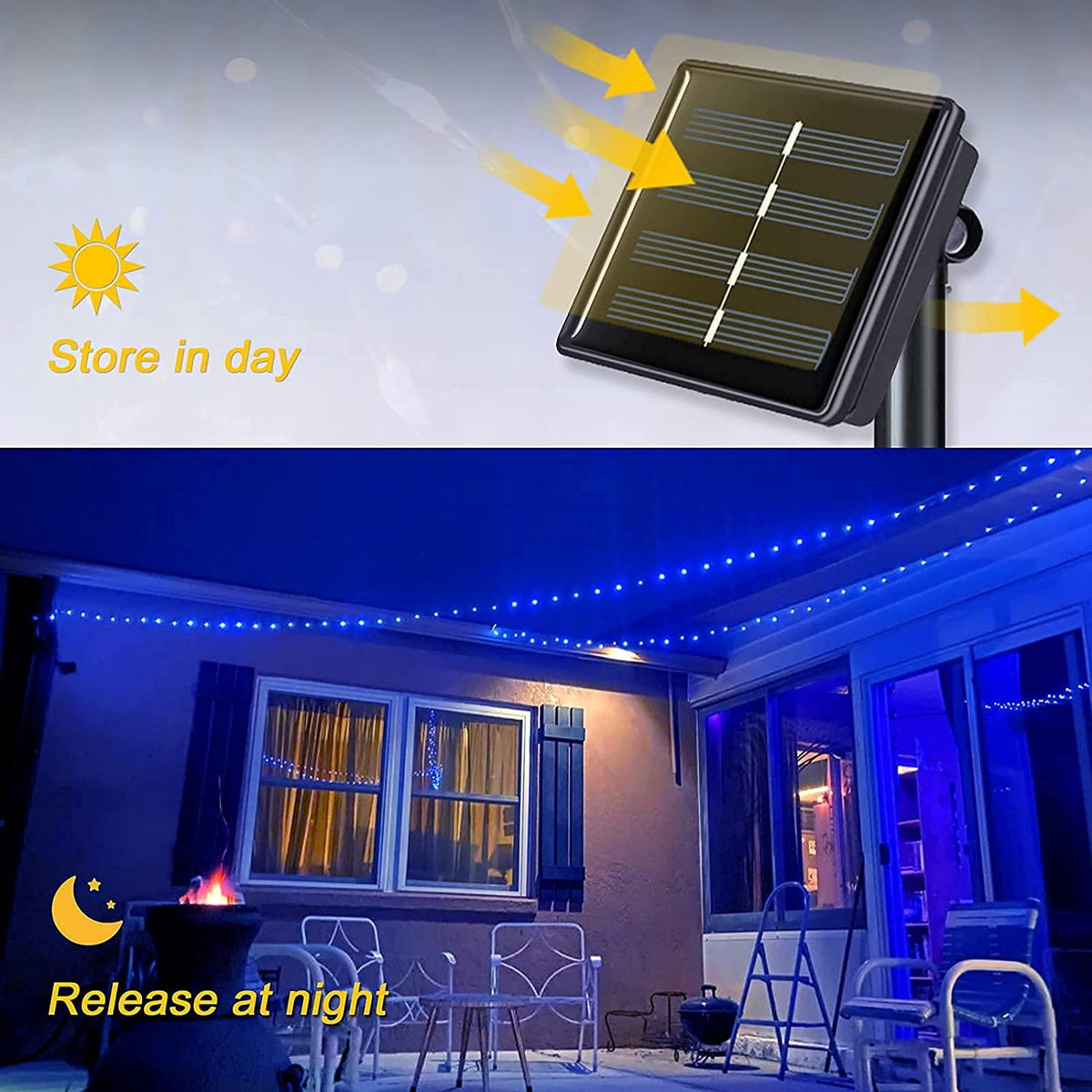 2 Pack Solar Fairy Lights Outdoor 33ft 100 LED Solar Powered Copper Wire Lights 8 Modes Waterproof for Garden Tree Patio Wedding Party Decor,Cool White