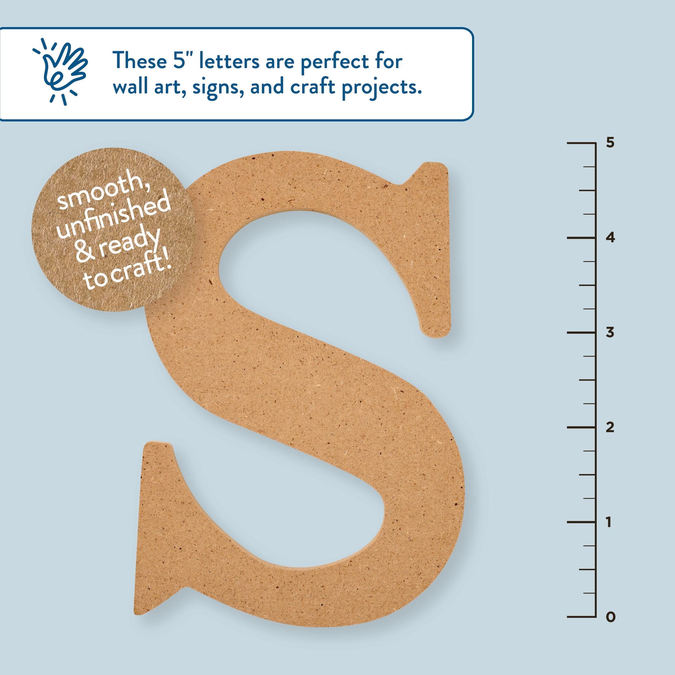 Plaid Unfinished Wood MDF 5" Letter for DIY Arts and Crafts, A