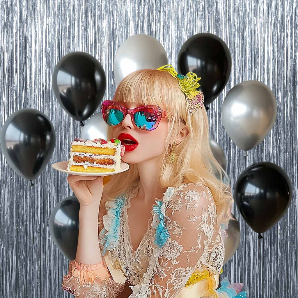 Sm:)e 2-Pack Light Bright Silver Foil Fringe Curtains for Events - Birthday, Wedding, Graduation, Christmas, Baby Shower, various festivals Decor Photo Booth Fun!