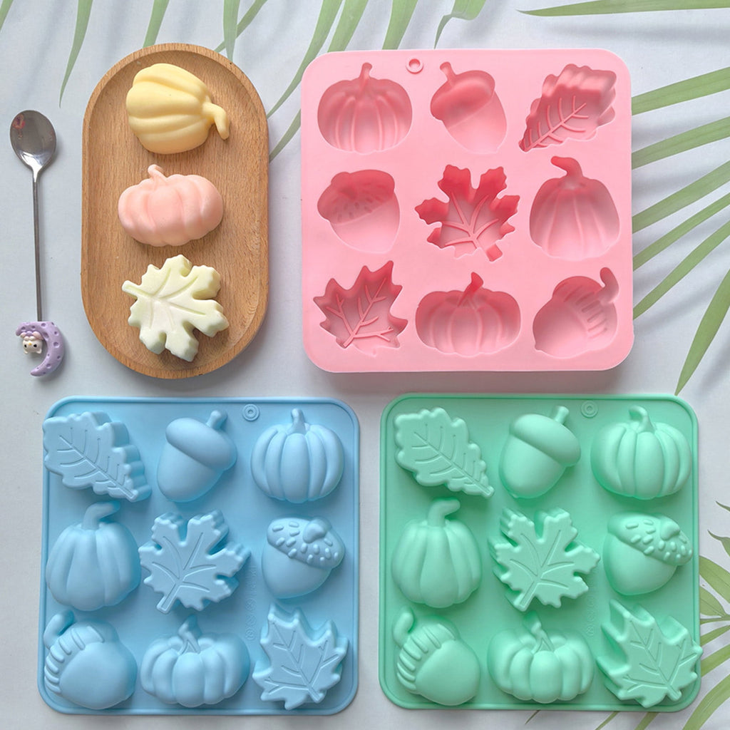 Ktlvex 6-Cavity Pumpkin Silicone Mold, Rectangular, Food-Grade, Pink – for Halloween Chocolate, Soap & Baking