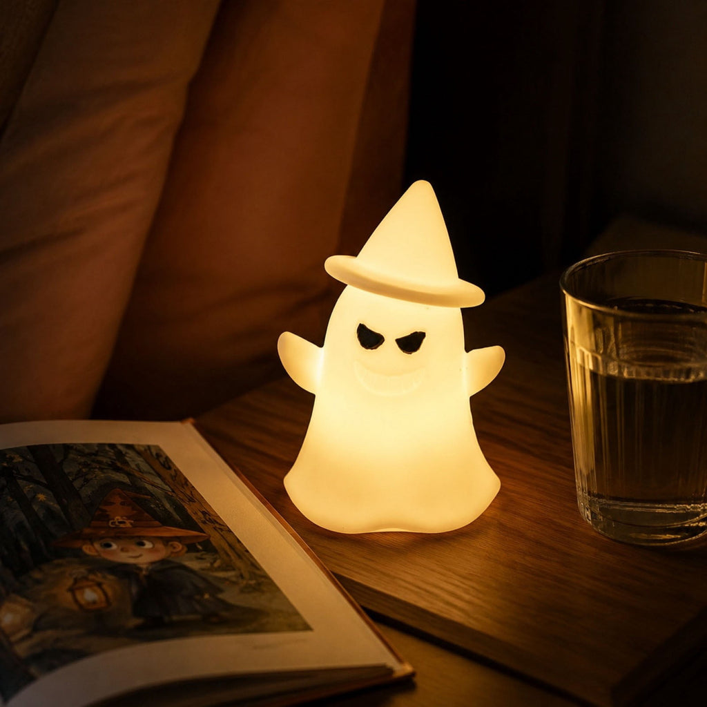 Ghost Night Light Halloween Decorations Bedside Night Light with Tap Control, Dimmable Nursery Decor Lamp, Fun Ghost Gift for K*ids, Halloween Room Decor, Ghost Lamp