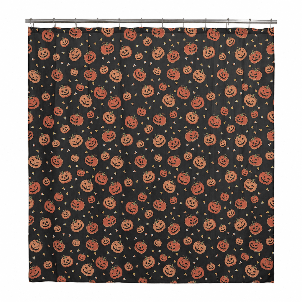 Way To Celebrate Jack-o'-Lantern Shower Curtain Set with 12 Hooks, Black