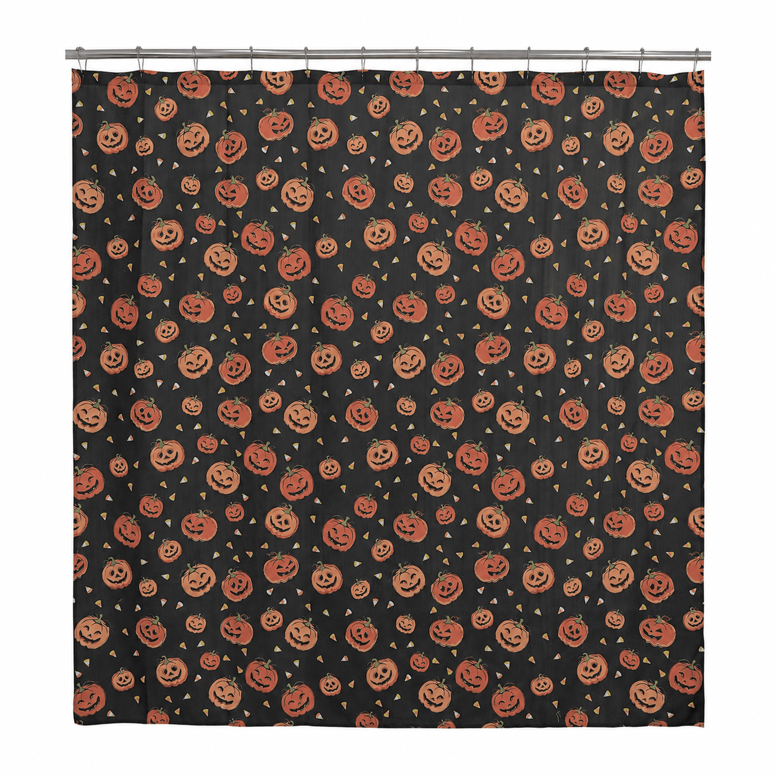 Way To Celebrate Jack-o'-Lantern Shower Curtain Set with 12 Hooks, Black