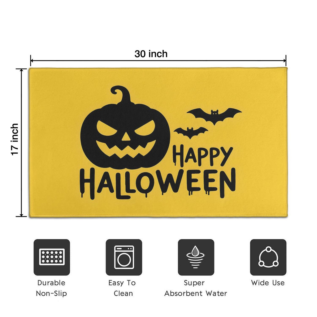Happy Halloween Door Mat Decorations Spider Bat Doormat Plain the Indoor Door Mat/Outdoor Crystal Velvet 30x17 Inches