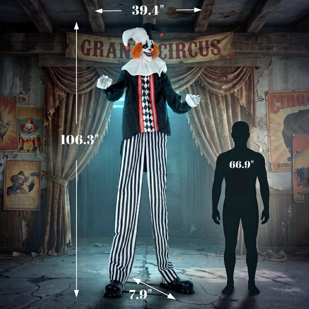 HOMCOM Large Animated Clown Halloween Decorations with Sound Touch Activated, Light Up Eyes, Animated Prop