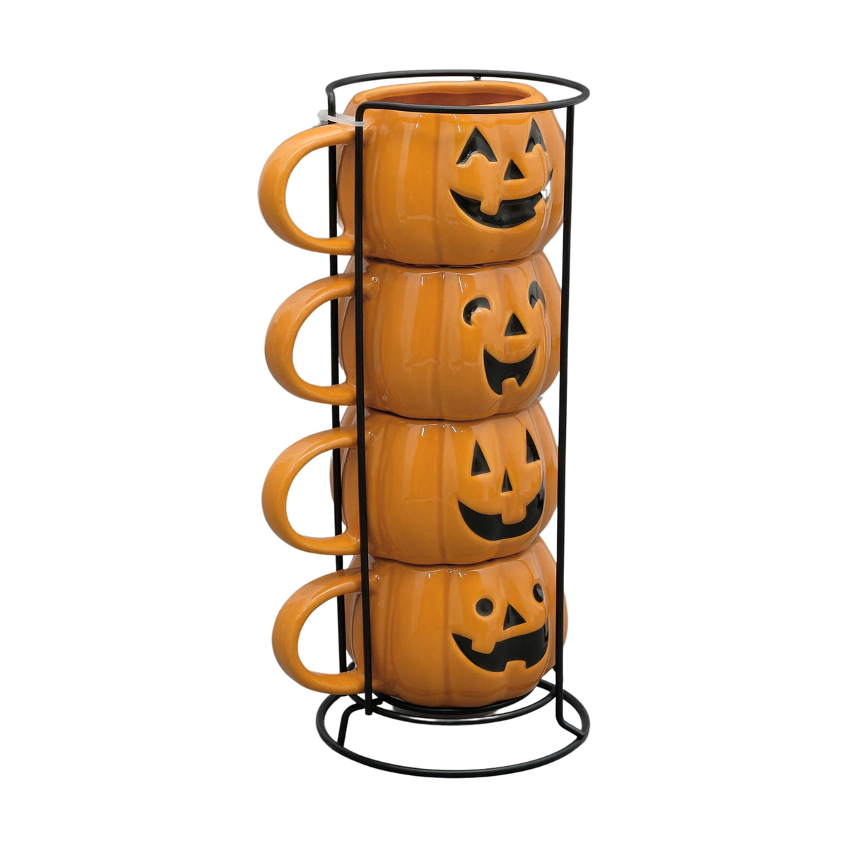 Way To Celebrate Halloween Pumpkin Stack Ceramic Mugs, 4-Pack