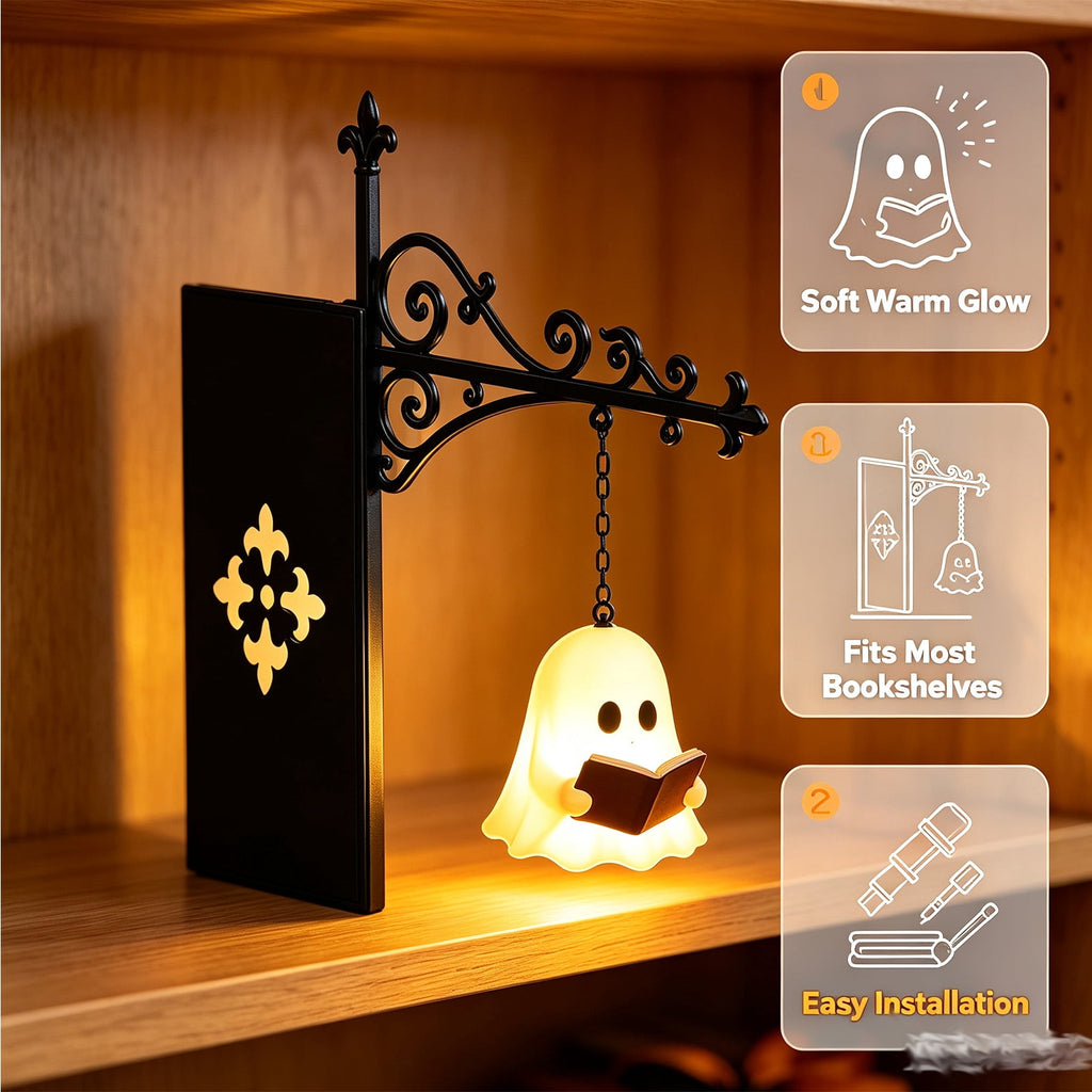 Nkmbld Halloween Bookshelf Lamp, Vintage Library Lantern Decorative Bookshelf Lighting, Hanging Ghost Lantern Book Shelf Light, Halloween Decorations Indoor