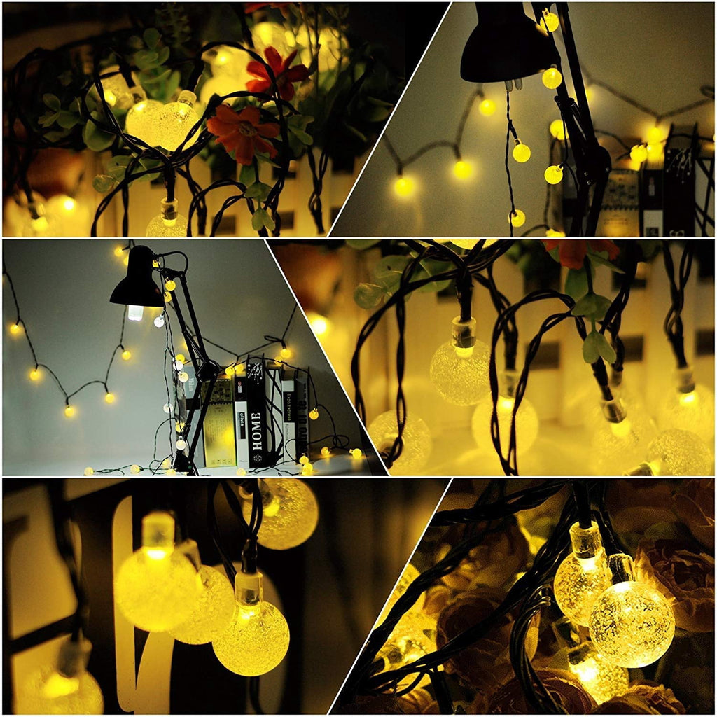LINLIN Solar Crystal Ball String Lights,Waterproof LED Bubble Globe Solar Fairy Lights 8 Mode Ball String Lights for Bistro Garden Yard Home Party Wedding Christmas Decoration