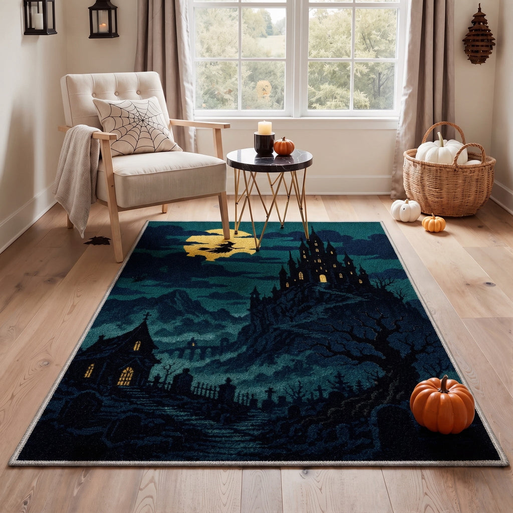 GENIMO 2'x3' Halloween Doormat, Washable Non Slip Soft Farmhouse Pumpkin Outdoor Door Mat for Front Door Covered Porch Patio Entryway, Smoky Amber