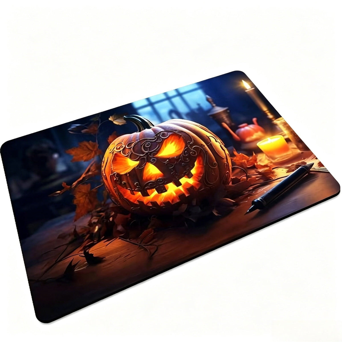 Halloween Themed Doormat Entryway Rug, Spooky Pumpkin Front Door Mat for Trick or Treaters, Non Slip Washable Mat for Indoor and Outdoor, Festive Halloween Floor Decoration for Home