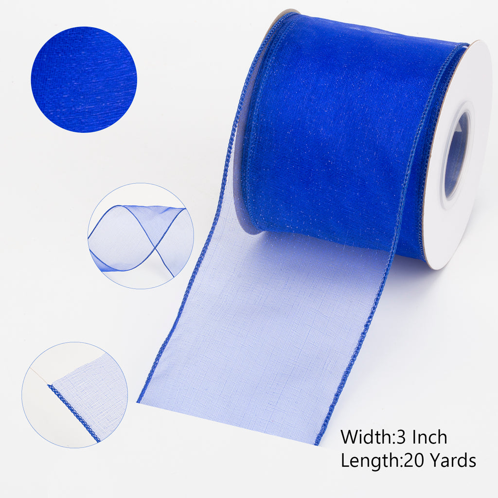 Joycrosso 1.5 Inch White Wired Organza Ribbon - 20 Yards Sheer Decorative Ribbon for Gift Wrapping, Wedding Decor, Christmas Tree, Crafts & DIY Projects