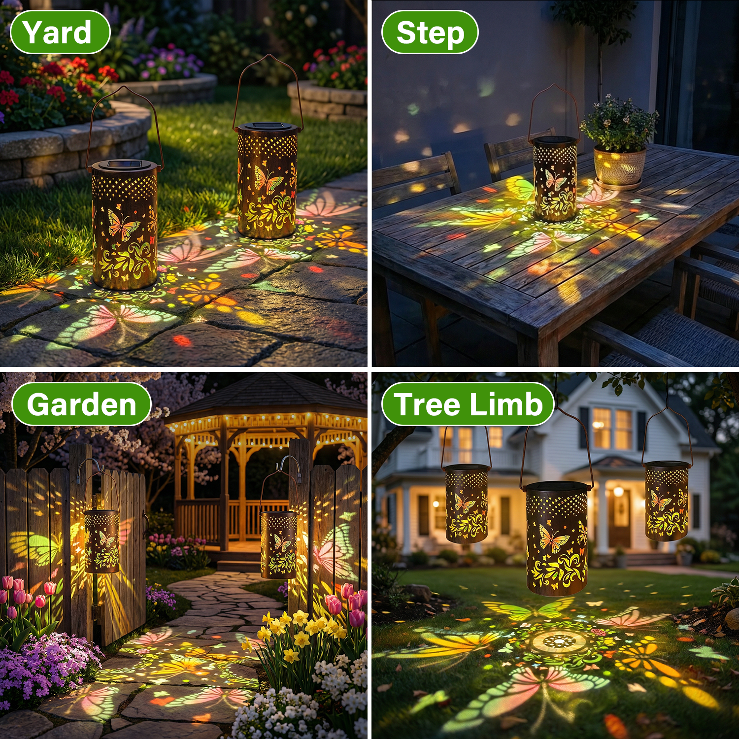 Colorful Solar Lanterns IP65 Outdoor Waterproof, Mother's Day Gifts for Women Mom Grandma - LED Colorful Sunflower Solar Lights Metal Hanging Lantern for Patio Yard Porch