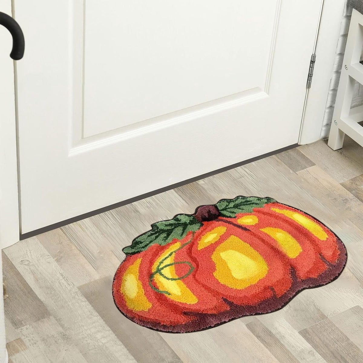 Fall Bathroom Rug Cute Pumpkin Shape Bath Mat Autumn Orange Non Slip Shower Rugs Foot Mat Front Door Mat Carpet Floor Rug for Kitchen Bedroom Living Room Family Decor