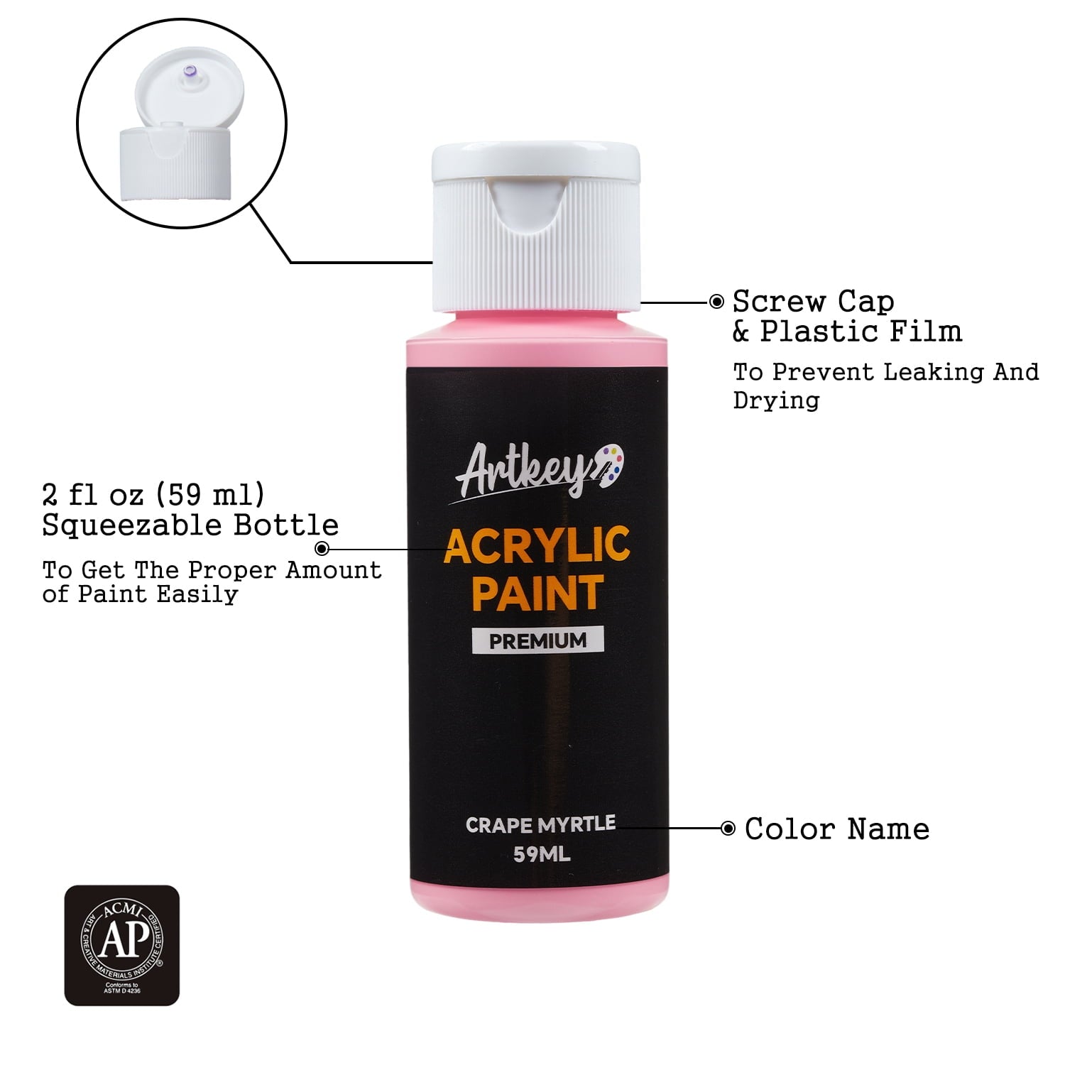 Artkey Acrylic Craft Paint Set, Festival, 24 Colors (2-Ounce)