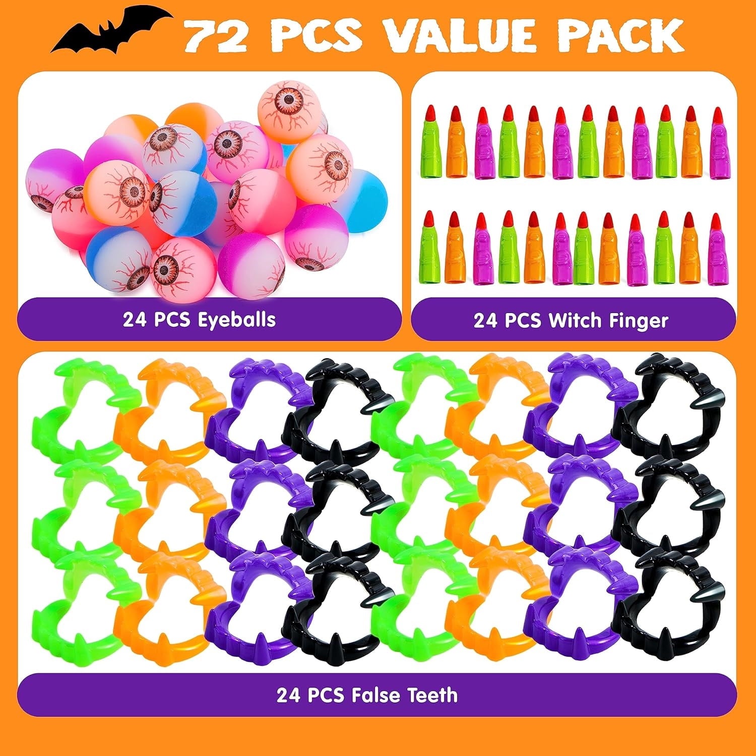 Joyfy 168 Pcs Halloween Stationery Party Favors,Halloween Gifts for Kids,Halloween Goodies Including Halloween Vampire Teeth,Spiders,Stamps,Stickers,Slap Bracelets