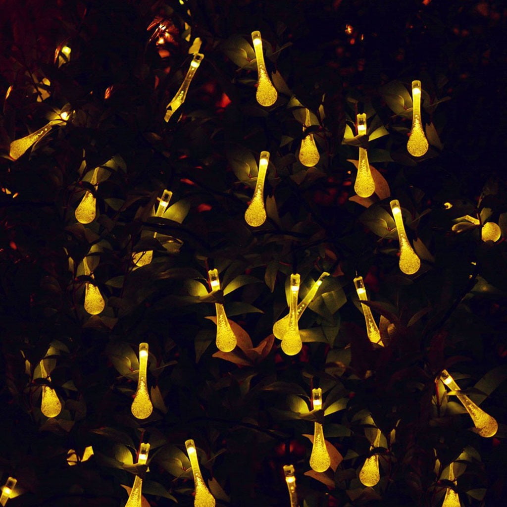 Gcvizuso Christmas Lights, String Lights, Outdoor Garden Party 20 LED Teardrop Solar Garden Lantern String