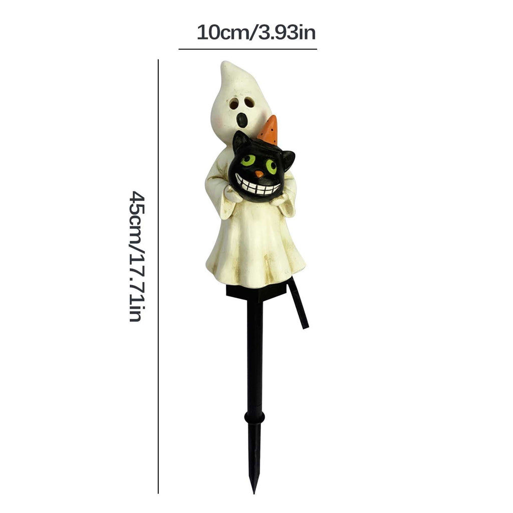 Btomtd Solar Lantern Light Outdoor Halloween Decor Resin Craft Pumpkin Ground Insertion Lamp for Garden Ghost Festival Solar LED Garden Light, C