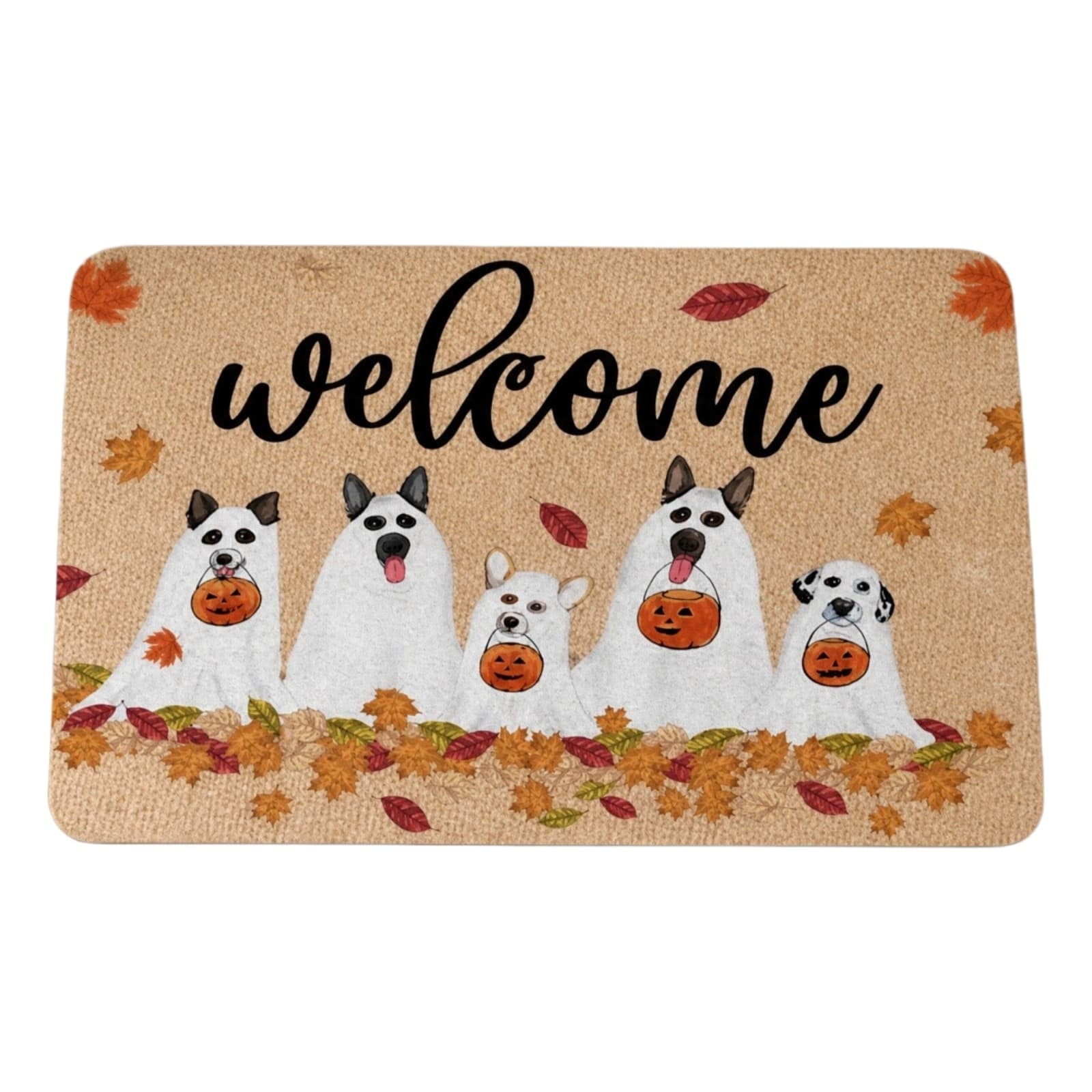Halloween Doormat Vintage Retro Style Mat 23.6x15.7in Secure-Grip Absorbent Coir Look Entryway Rug for Front Porch Indoor Outdoor Decor by OVFUIZ