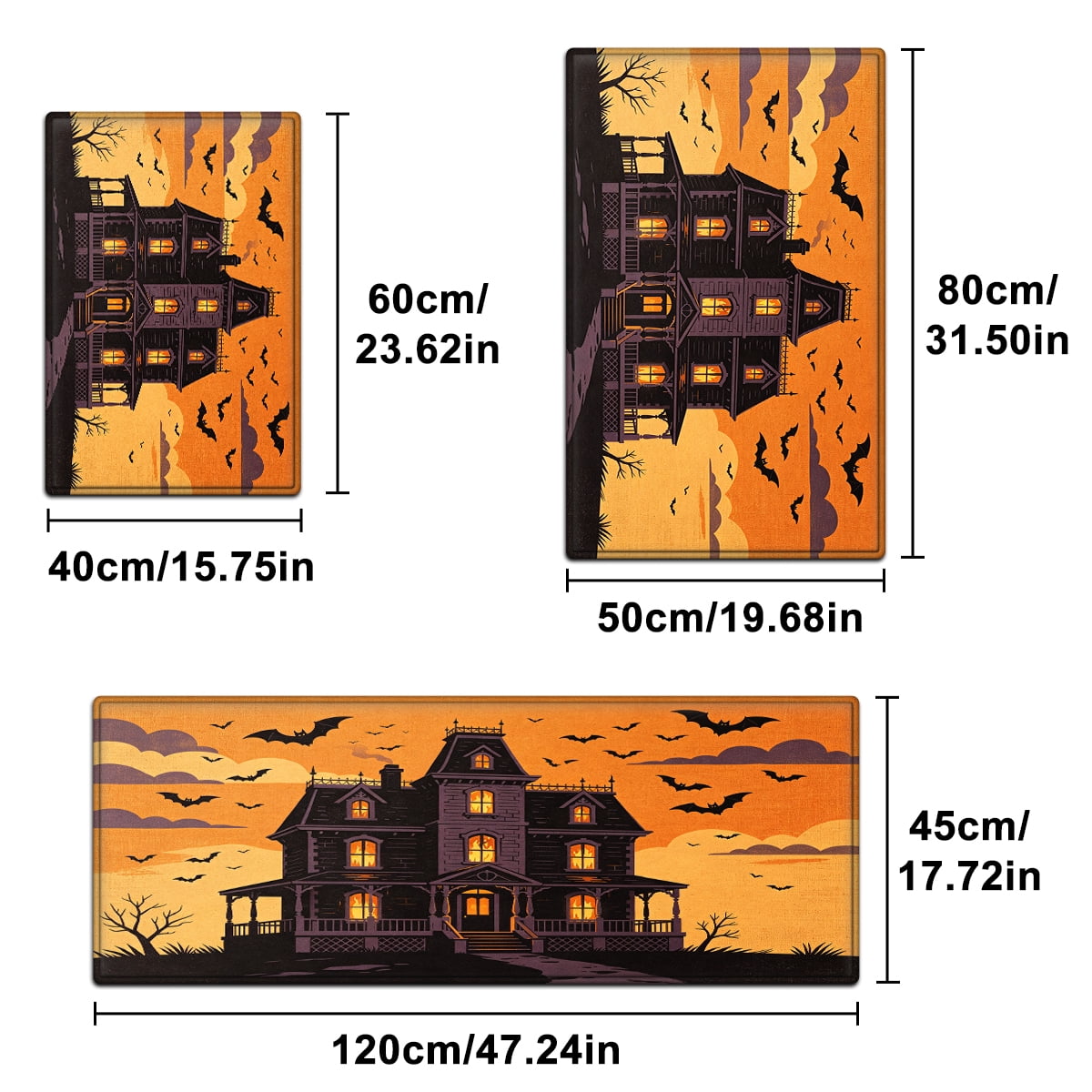 CCTFS Halloween Pumpkin Bat Candy 1Pc Flannel Mat and Kitchen Rugs,Soft Non-slip,Perfect for Home Bathroom