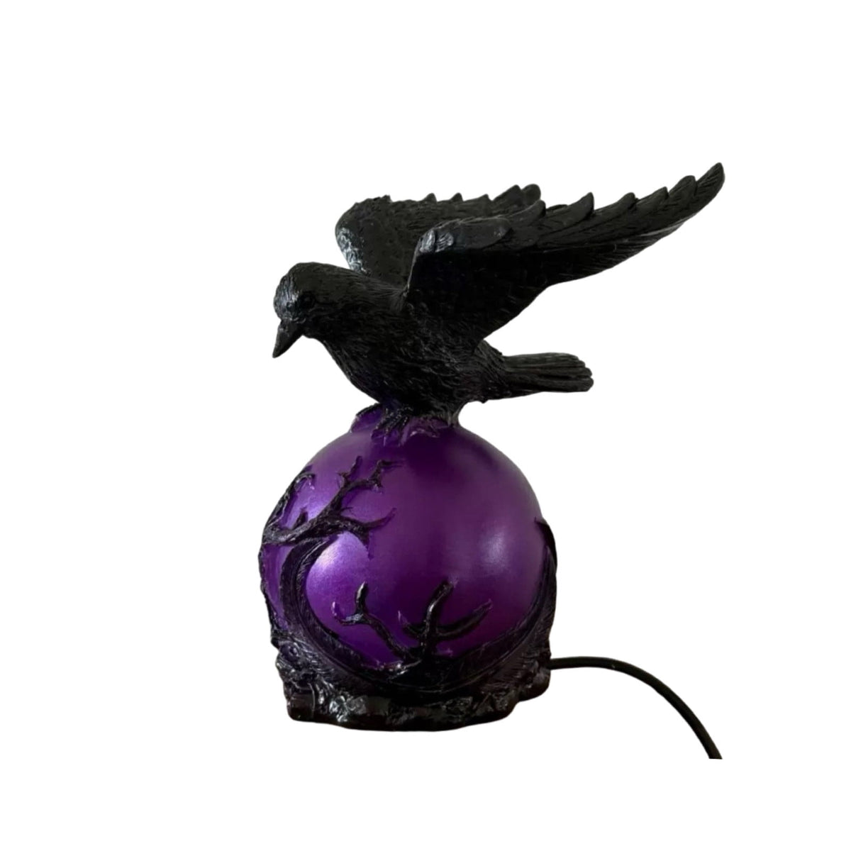 Gothic Mysterious Crow LED Light Luminous Sculpture, Resin Gothic Home Decor Accent, Raven Lamp for Halloween Gift, Bedroom Bedside, Living Room