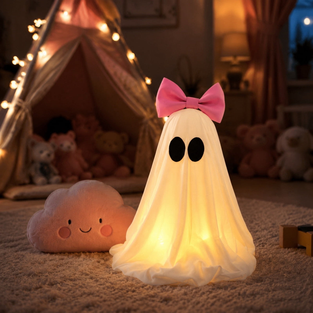 AuroraX Halloween Ghost Decor Outdoor Halloween Decoration Courtyard Tabletop Desktop Haunted Halloween Decoration for Yard Garden Pink