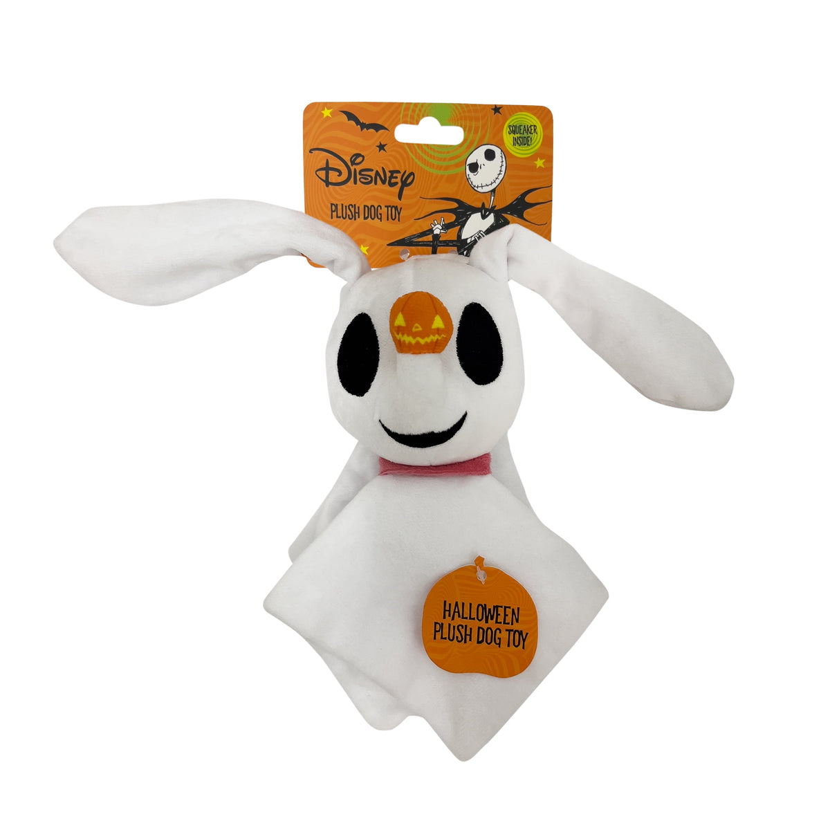 Disney Halloween Dog Toy, Nightmare before Christmas, Zero, Plush, Squeaky, Black & White, 8.66"