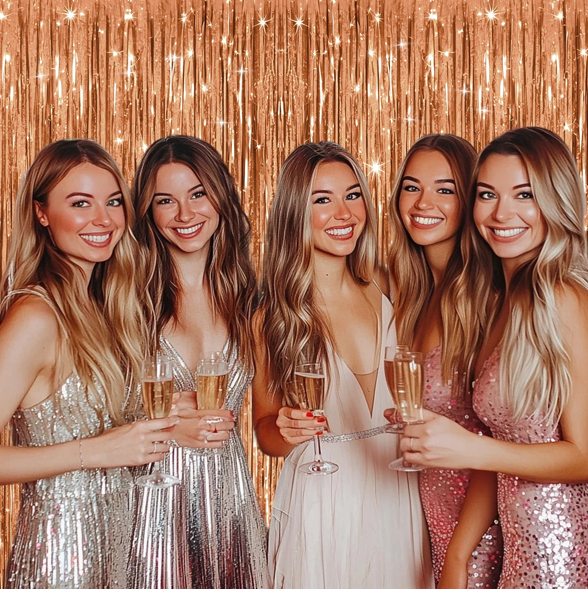 Sm:)e 2-Pack Light Bright Silver Foil Fringe Curtains for Events - Birthday, Wedding, Graduation, Christmas, Baby Shower, various festivals Decor Photo Booth Fun!