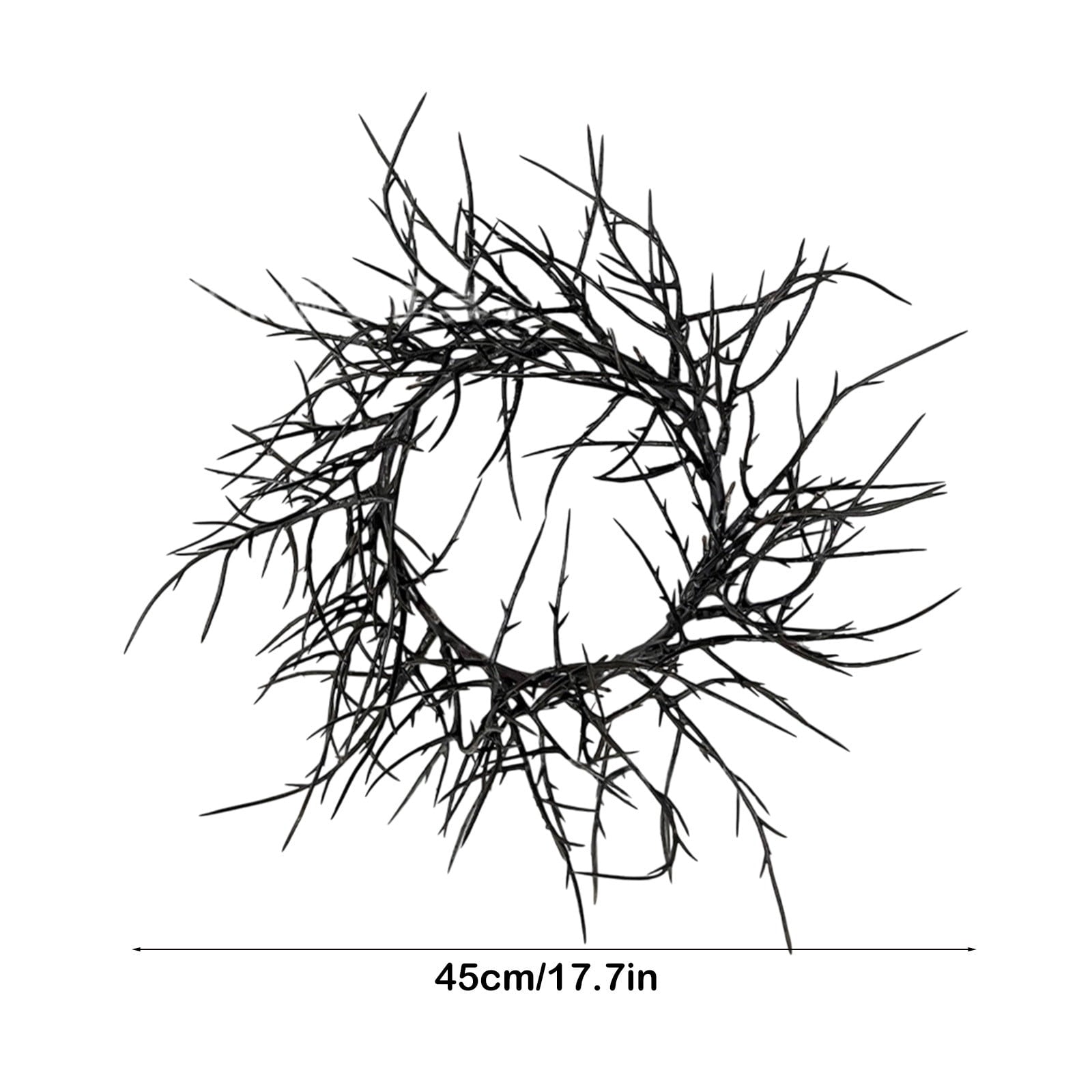 WWC Halloween Wreath, 18 inch Black Bats and Bare Branch Wreath, Gothic Halloween Decor Twig Wreath for Halloween Party Front Door Porch and Fireplace