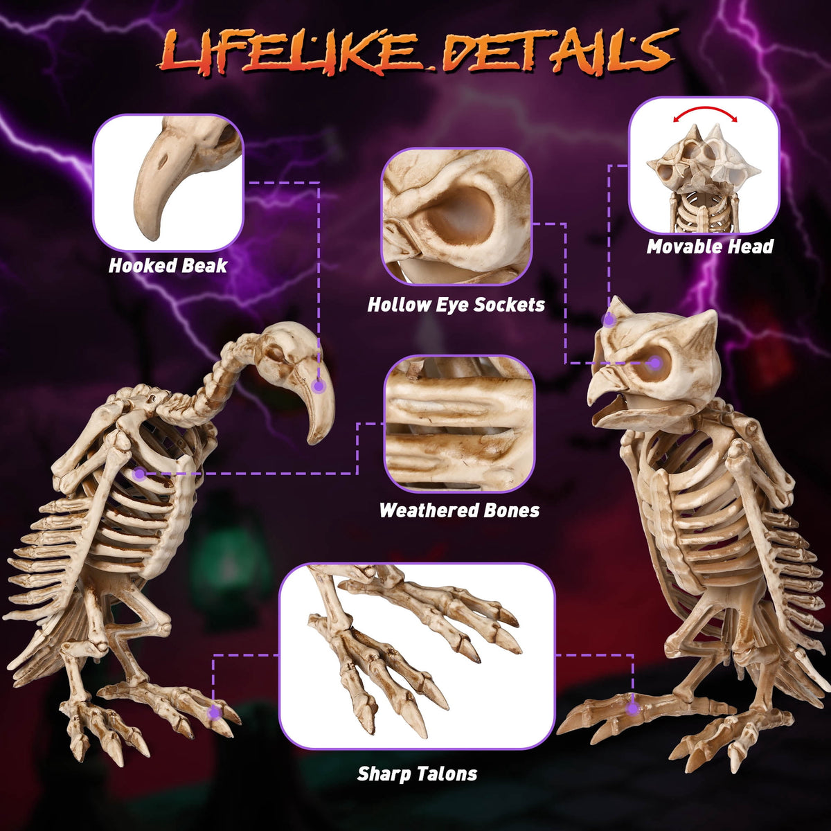 Yescom 9ft Flying Witch with Vulture & Owl Skeleton Halloween Outdoor Décor 2026