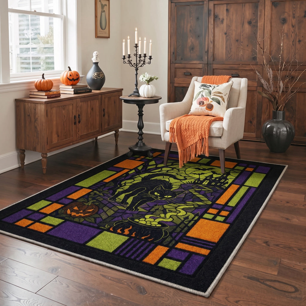 GENIMO 2'x3' Halloween Doormat, Washable Non Slip Soft Farmhouse Pumpkin Outdoor Door Mat for Front Door Covered Porch Patio Entryway, Smoky Amber