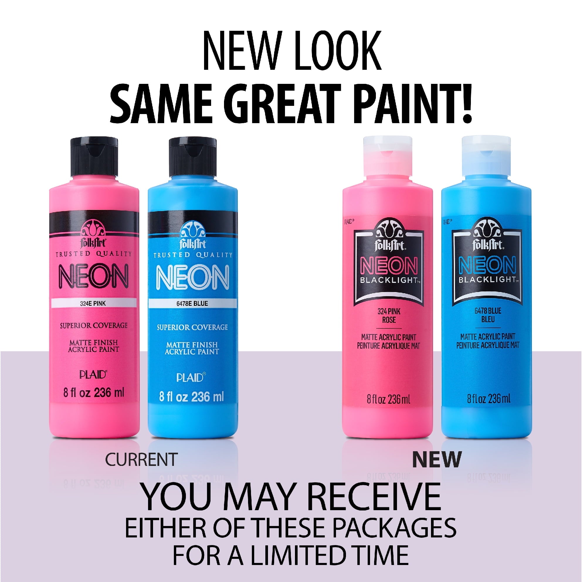 FolkArt Neon Blacklight Acrylic Craft Paint, Matte Finish, Pink, 2 fl oz