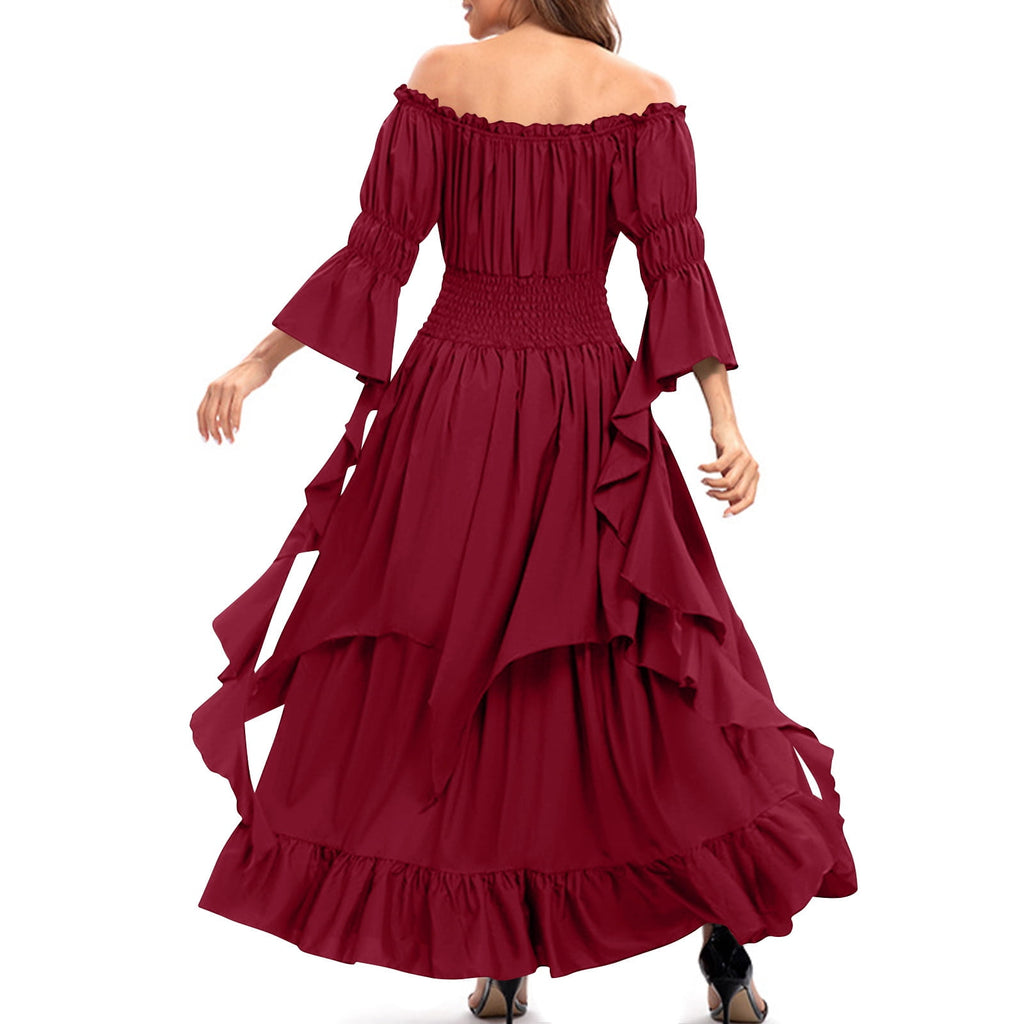 LYXSSBYX Maxi Dresses for Women Women's Long Sleeve Neck Dress Floor Length Cosplay Dress Plus Size Dress