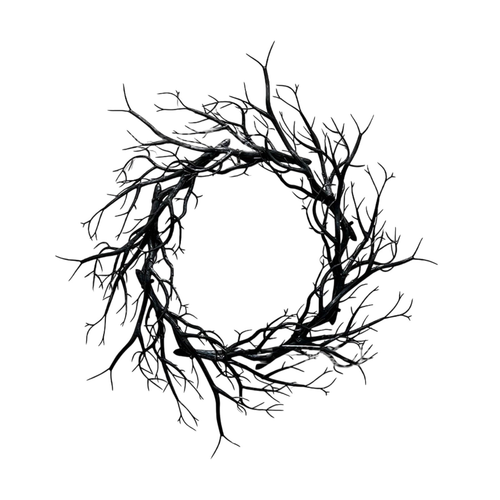 WWC Halloween Wreath, 18 inch Black Bats and Bare Branch Wreath, Gothic Halloween Decor Twig Wreath for Halloween Party Front Door Porch and Fireplace