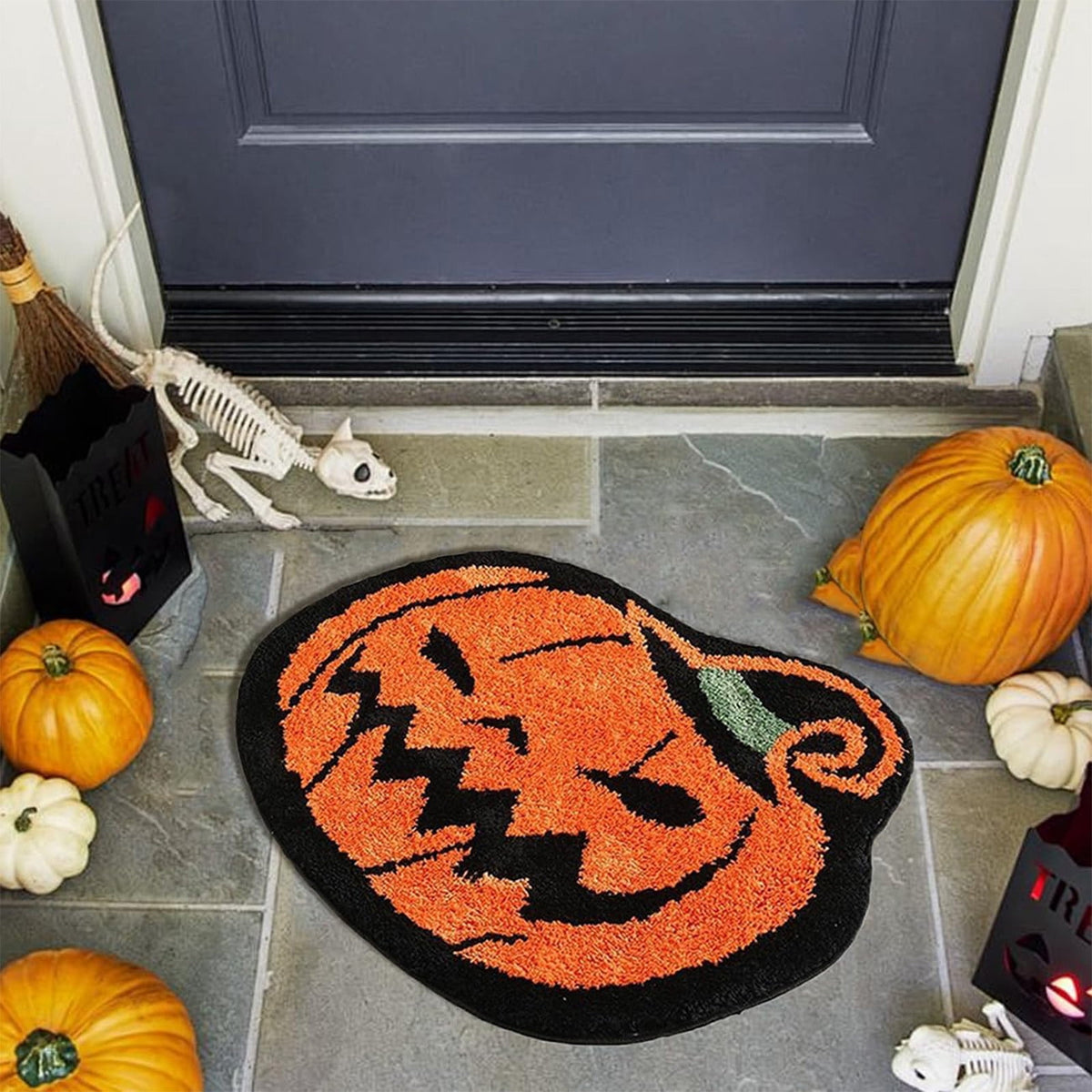 hengsof Halloween Bathroom Rugs, Farmhouse Halloween Rugs for Bathroom Decorations for The Home, Pumpkin Bath Mats, Holiday Cute Pumpkin Decor