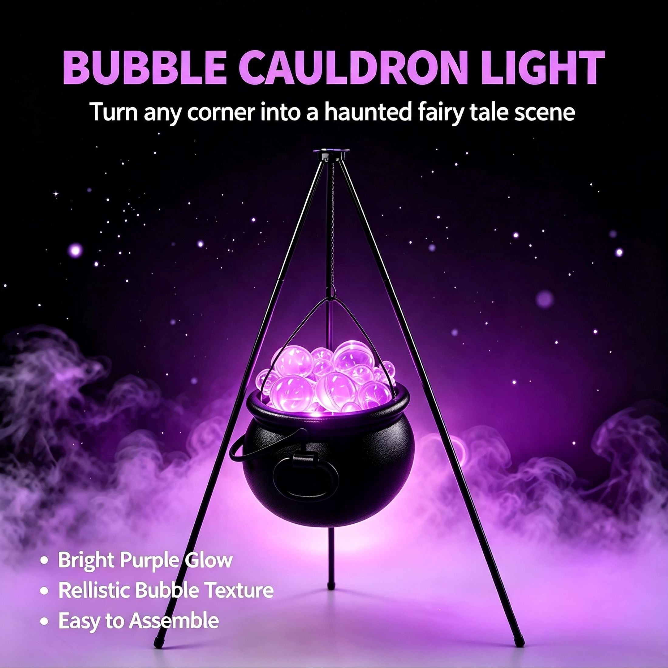 Muecwrye Halloween Decorations Outdoor, Halloween Clearance! Halloween Witches Cauldron on Tripod with Lights, DIY Bubbling Cauldron Set Decor for Home Porch Outside, Halloween Party Supplies