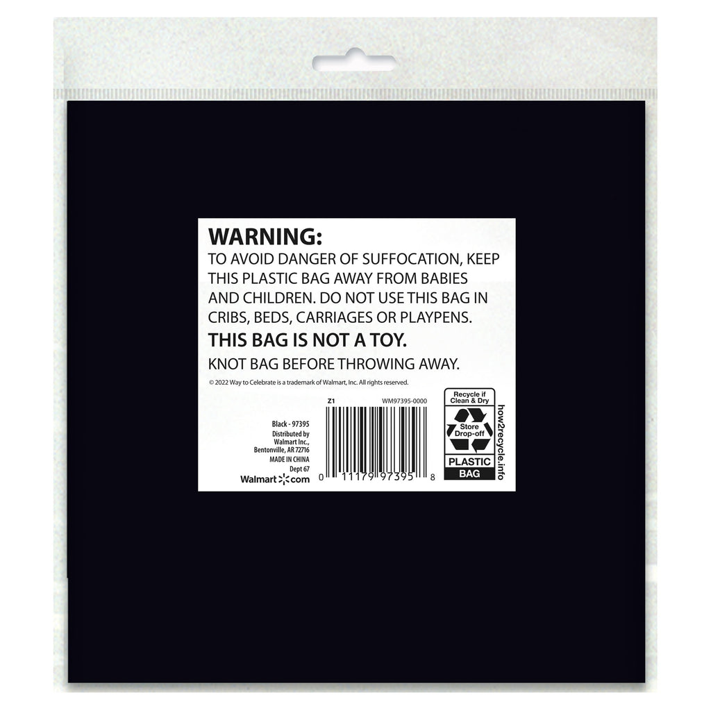 Way To Celebrate Rectangular Plastic Table Cover, Black, 54 in x 108 in, 1 Count