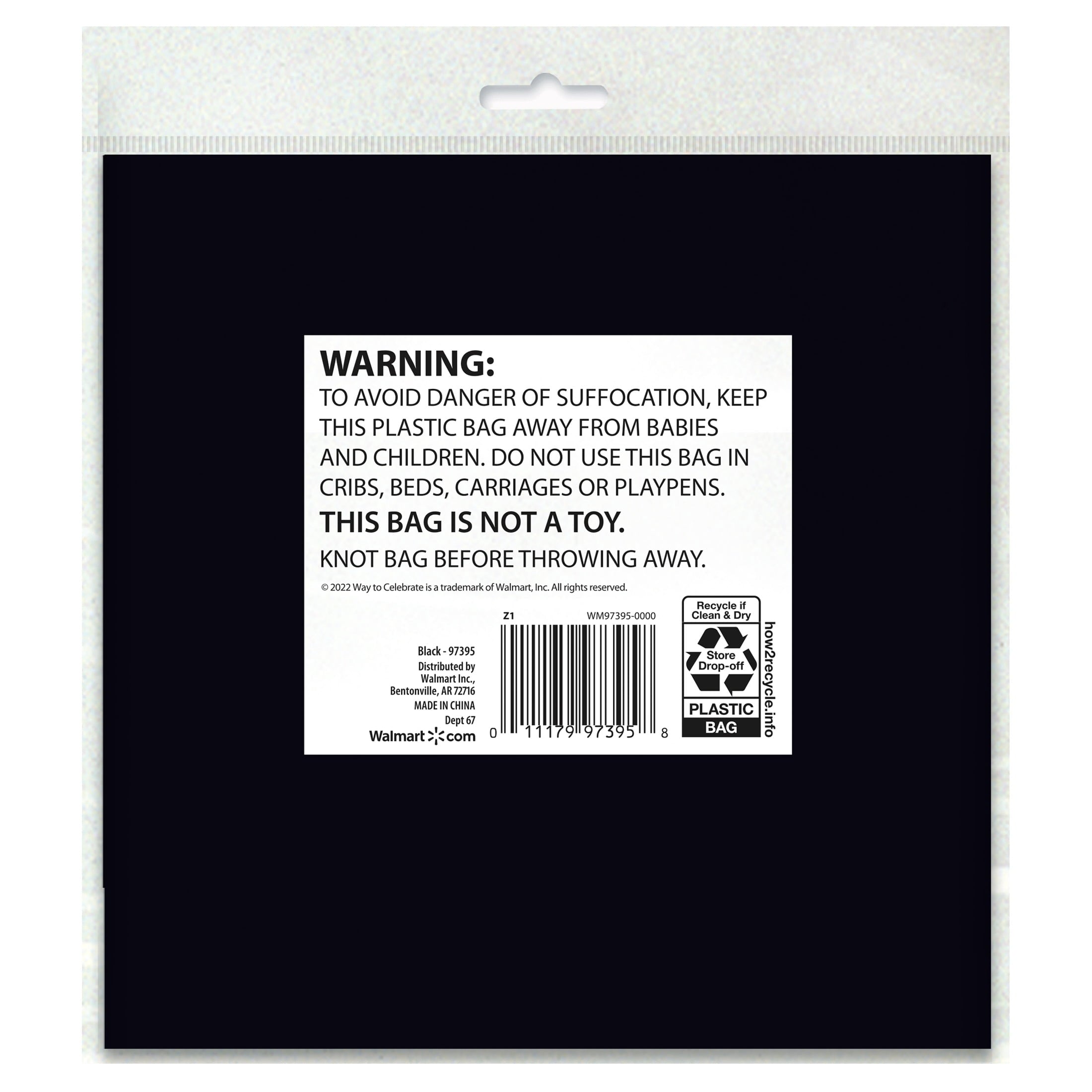 Way To Celebrate Rectangular Plastic Table Cover, Black, 54 in x 108 in, 1 Count