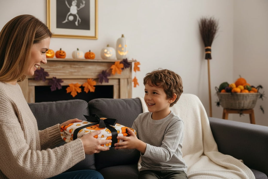 Serafina Home Halloween Throw Blanket: Fuzzy Boo! Jack O'Lantern Spider Webs Skull and Black Cats Print on Velvet Fleece for Sofa Bed Couch Chair Dorm