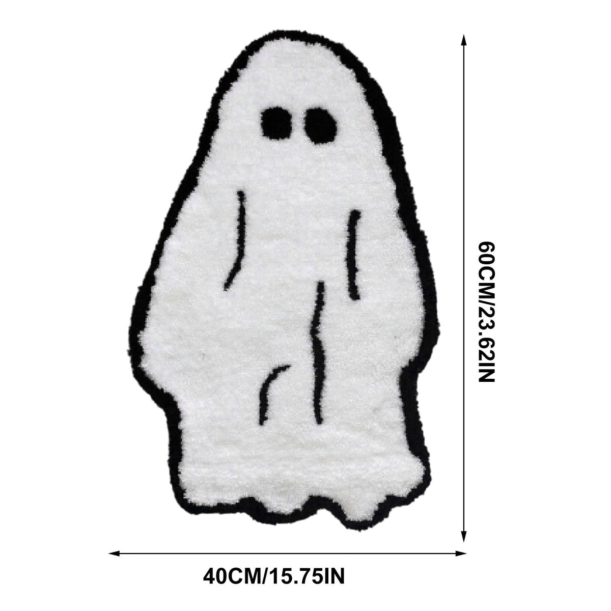 erdimoy Cute Ghost Shaped Halloween Bath Mat, Soft Fluffy Non Slip Ghost Rug Absorbent Doormat for Entryway Bathroom Bedroom Halloween Home Decor