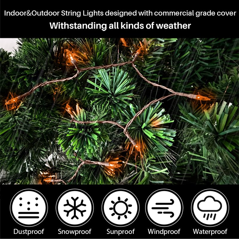 Orange Halloween Lights Battery Operated,Total 18Ft 50 LED Mini String with Timer 8 Modes Twinkle Outdoor Waterproof for Tree Garland Decor