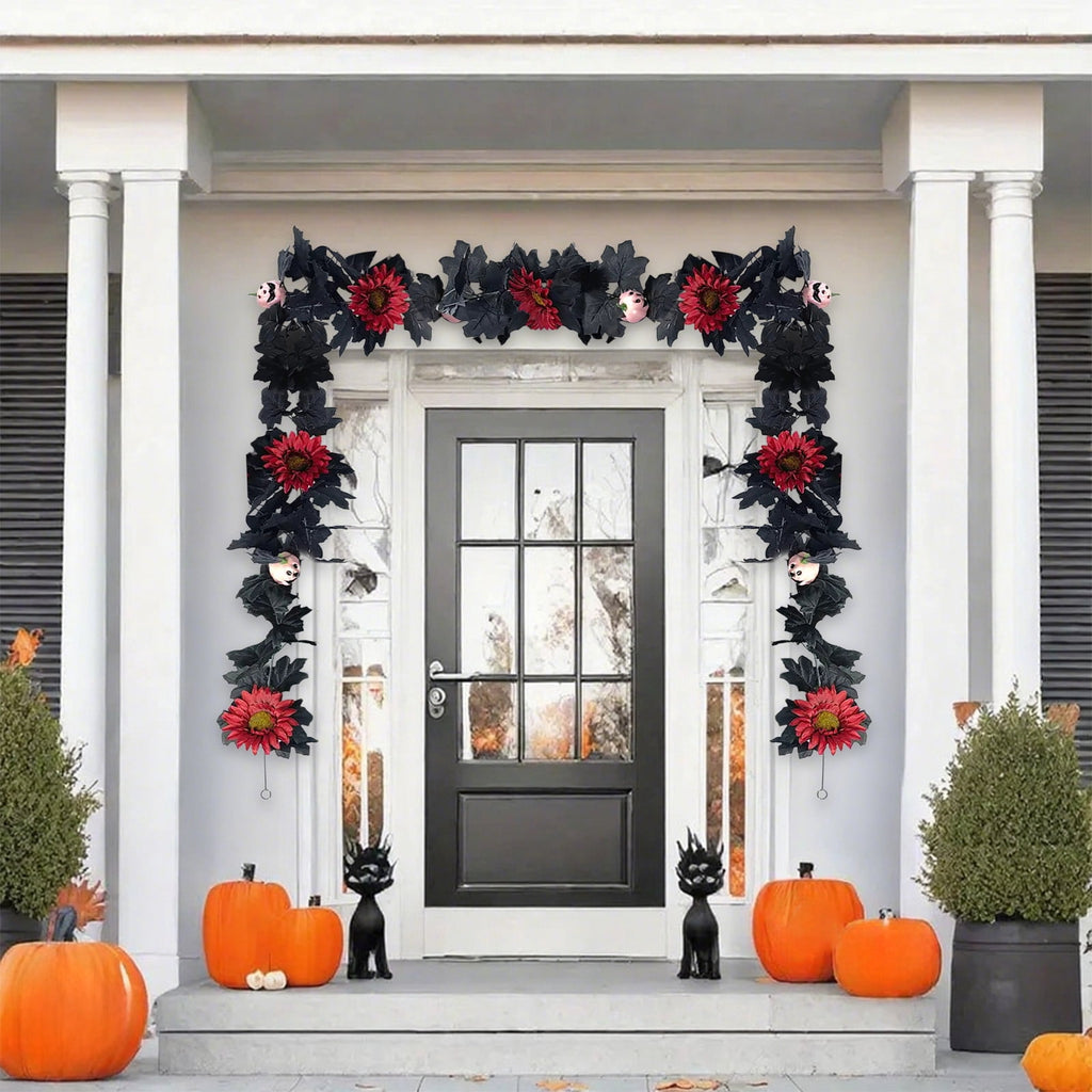 AZXY Halloween Decor, Halloween Indoor Decor, Halloween Tabletop, Artificial White Silk Rose Stems, Gothic Fake Floral Bouquet, Halloween Decorations for Home Table Party Decor