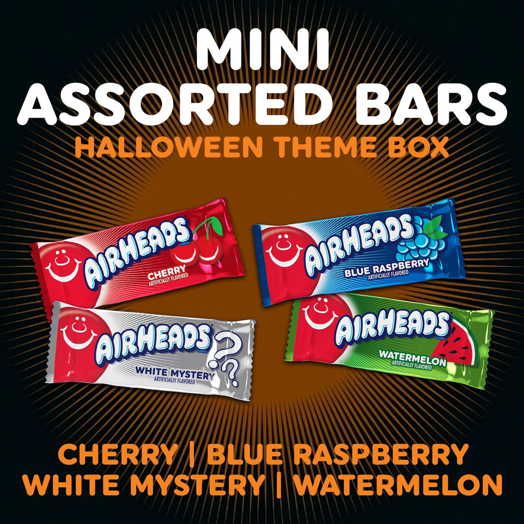 Airheads Halloween Candy Variety Bag, Individually Wrapped Assorted Fruit Mini Bars, Nut Free, 12 oz